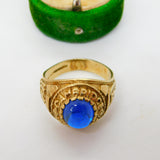 9ct Yellow Gold Blue Cabochon Cambridge University Graduation Ring Vintage 2002