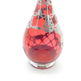 Victorian Cranberry Glass & Sterling Silver Overlaid Decanter Antique 1901 Bham