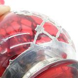 Victorian Cranberry Glass & Sterling Silver Overlaid Decanter Antique 1901 Bham