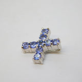 14ct White Gold & Tanzanite Set Cross Pendant Vintage c1990s