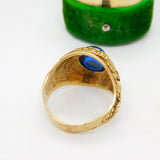 9ct Yellow Gold Blue Cabochon Cambridge University Graduation Ring Vintage 2002