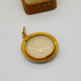 Victorian 9ct Gold Seed Pearl Watercolour Miniature Mourning Pendant Antique
