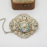 WWII-era Sterling Silver Enamel 'Royal Marines' Sweetheart Brooch Antique c1940