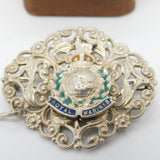 WWII-era Sterling Silver Enamel 'Royal Marines' Sweetheart Brooch Antique c1940
