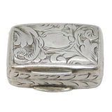 Victorian Sterling Silver Floral Pattern Vinaigrette Antique 1841 Birmingham