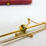 Edwardian 9ct Yellow Gold Faceted Peridot Set Bar Brooch Antique c1910