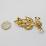 Jemax Sterling Silver Gilt & White Enamel Floral Spray Brooch Vintage c1950s