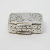 Victorian Sterling Silver Floral Pattern Vinaigrette Antique 1841 Birmingham