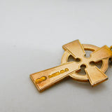 9ct Yellow Gold Floral Pattern Celtic Cross Pendant Antique 1911 Birmingham