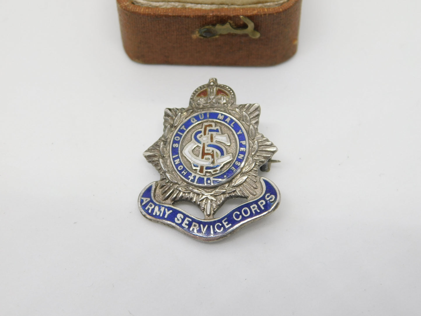 WWII-era Sterling Silver Enamel Royal Army Service Corps Sweetheart Brooch c1940