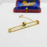 Edwardian 9ct Yellow Gold Faceted Peridot Set Bar Brooch Antique c1910