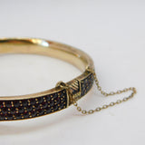 19th Century 8ct Gold Bohemian Garnet Floral Bangle Bracelet Antique c1860
