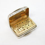 Victorian Sterling Silver Floral Pattern Vinaigrette Antique 1841 Birmingham