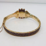 19th Century 8ct Gold Bohemian Garnet Floral Bangle Bracelet Antique c1860