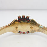 19th Century 8ct Gold Bohemian Garnet Floral Bangle Bracelet Antique c1860