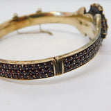 19th Century 8ct Gold Bohemian Garnet Floral Bangle Bracelet Antique c1860