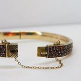 19th Century 8ct Gold Bohemian Garnet Floral Bangle Bracelet Antique c1860