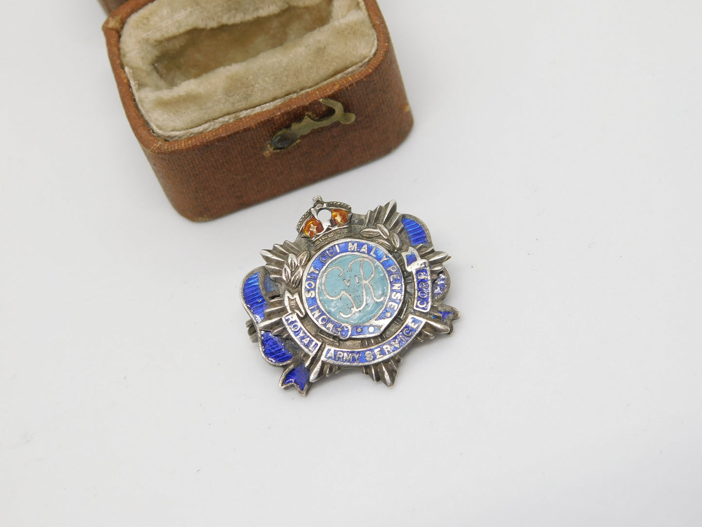 WWII Sterling Silver Enamel Royal Army Service Corps Sweetheart Brooch Antique