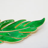 Hroar Prydz Norwegian Sterling Silver Gilt Green Enamel Leaf Brooch Vintage