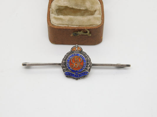 WWII Sterling Silver Enamel Royal Engineers Sweetheart Brooch Antique c1940