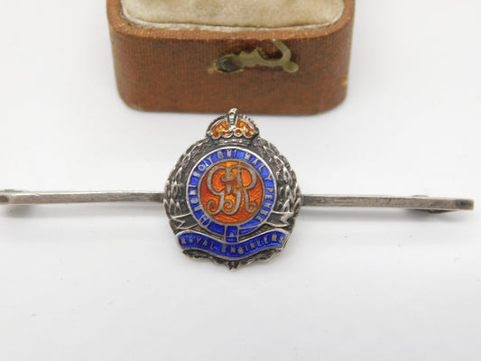 WWII Sterling Silver Enamel Royal Engineers Sweetheart Brooch Antique c1940