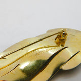 Hroar Prydz Norwegian Sterling Silver Gilt Green Enamel Leaf Brooch Vintage