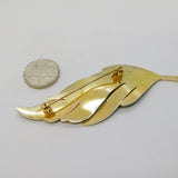 Hroar Prydz Norwegian Sterling Silver Gilt Green Enamel Leaf Brooch Vintage