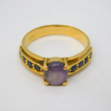 18ct Yellow Gold, 'Star' Sapphire & Blue Sapphire Dress Ring Vintage