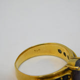 18ct Yellow Gold, 'Star' Sapphire & Blue Sapphire Dress Ring Vintage