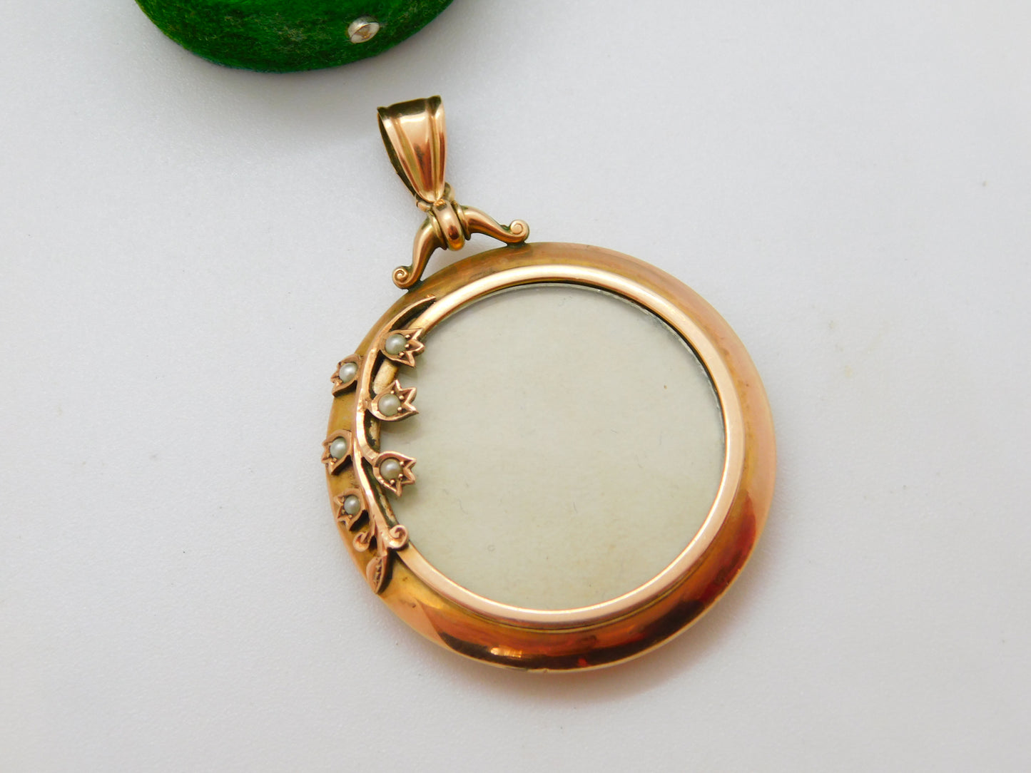 Edwardian 9ct Gold Seed Pearl Set Floral Double Locket Pendant Antique 1905 Birmingham