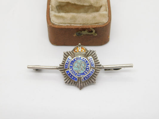 WWII Sterling Silver Enamel Royal Army Service Corps Sweetheart Brooch Antique