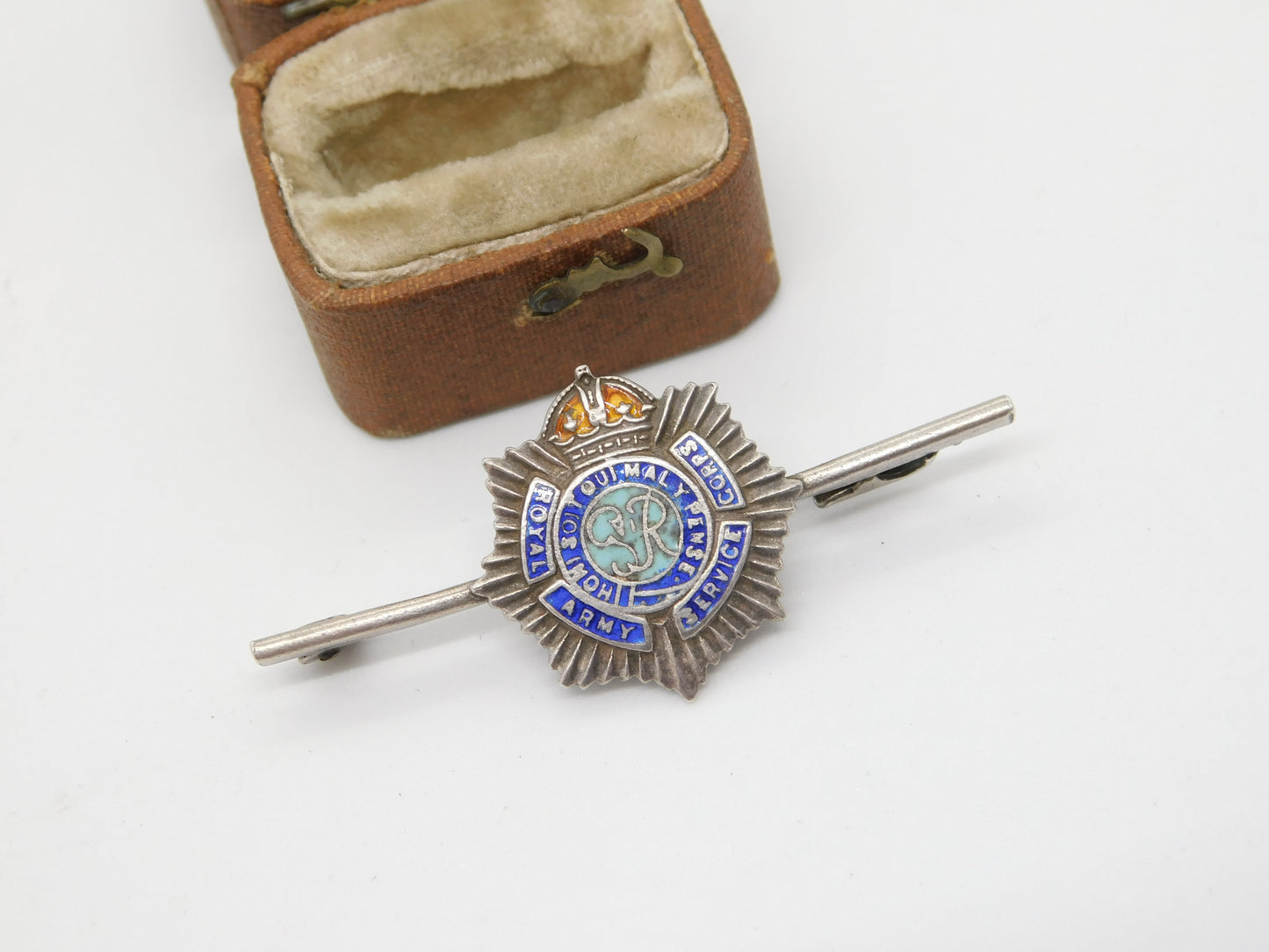 WWII Sterling Silver Enamel Royal Army Service Corps Sweetheart Brooch Antique