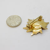 Hroar Prydz Norwegian Sterling Silver Gilt & Orange Enamel Maple Leaf Brooch