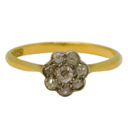 Victorian 18ct Yellow Gold 0.4ct Diamond Daisy Cluster Ring Antique c1880