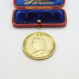 Queen Victorian Sterling Silver Gilded Crown Coin 1891 Antique Fair Condition