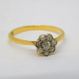 Victorian 18ct Yellow Gold 0.4ct Diamond Daisy Cluster Ring Antique c1880