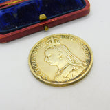 Queen Victorian Sterling Silver Gilded Crown Coin 1891 Antique Fair Condition