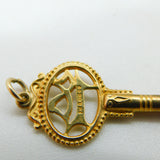 9ct Yellow Gold 18th Birthday Key Charm or Pendant Vintage 1971 London