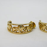 9ct Yellow Gold Pair of Walking Lion Hoop Earrings Vintage c1970s