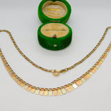 9ct Tri-Colour Gold Shimmering Chain Necklace Vintage 1994 London 40cm Length