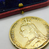 Queen Victorian Sterling Silver Gilded Crown Coin 1891 Antique Fair Condition