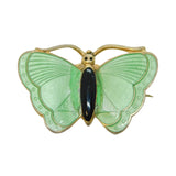 Aksel Holmsen Norwegian Sterling Silver & Green-Black Enamel Butterfly Brooch