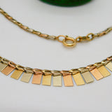 9ct Tri-Colour Gold Shimmering Chain Necklace Vintage 1994 London 40cm Length