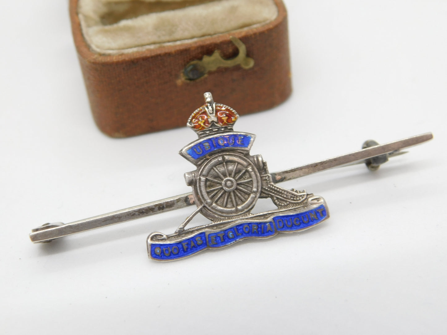 WWII Sterling Silver Enamel Royal Artillery Sweetheart Brooch c1940 Antique