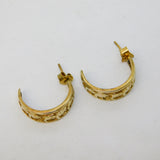9ct Yellow Gold Pair of Walking Lion Hoop Earrings Vintage c1970s