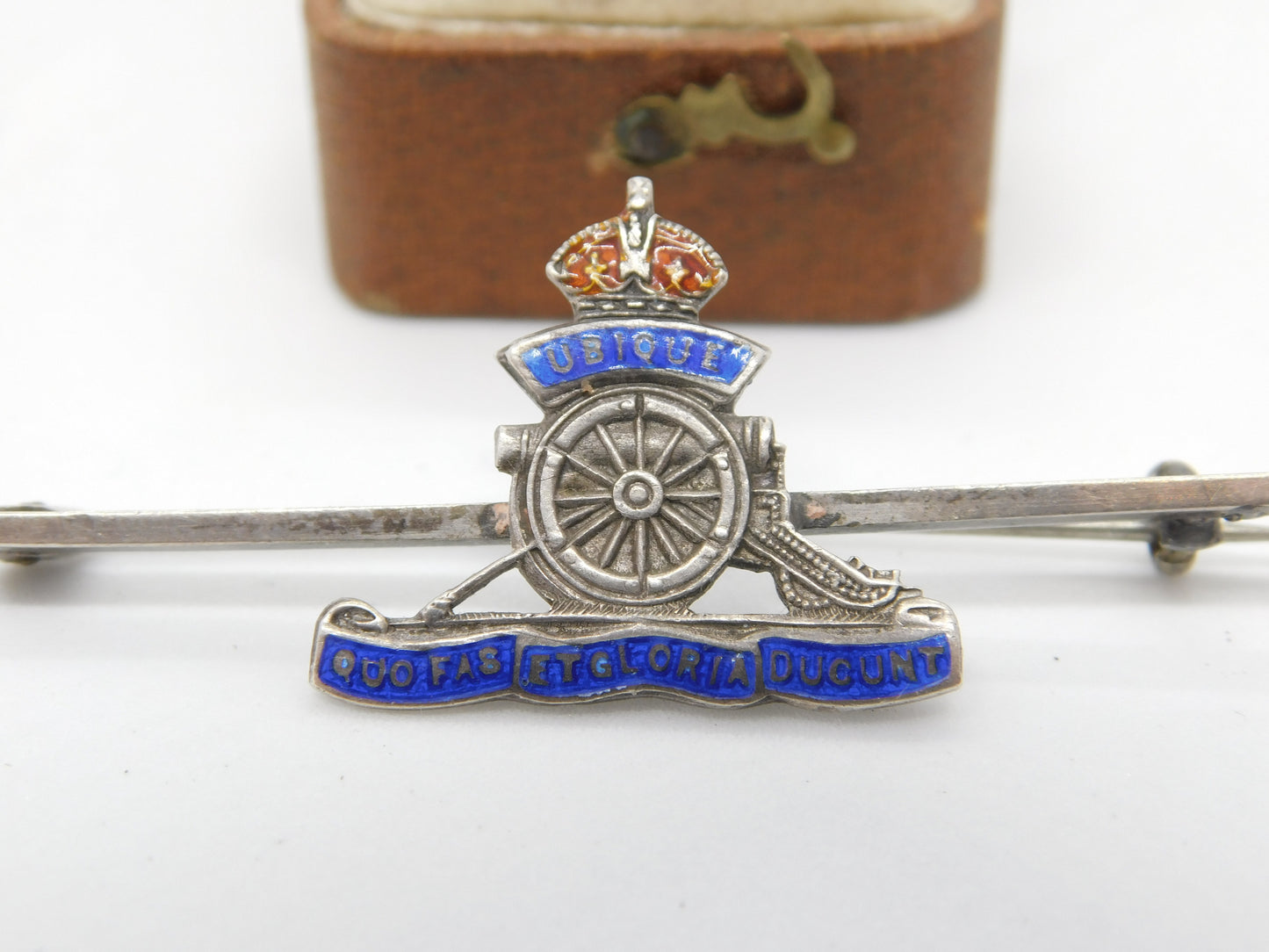 WWII Sterling Silver Enamel Royal Artillery Sweetheart Brooch c1940 Antique