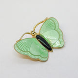 Aksel Holmsen Norwegian Sterling Silver & Green-Black Enamel Butterfly Brooch