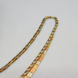9ct Tri-Colour Gold Shimmering Chain Necklace Vintage 1994 London 40cm Length