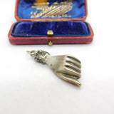 Victorian Sterling Silver Large Figa Hand Pendant Antique c1880