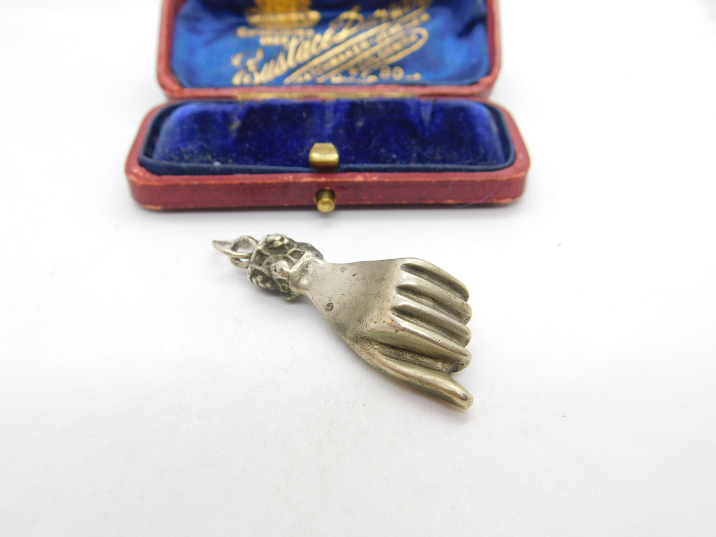 Victorian Sterling Silver Large Figa Hand Pendant Antique c1880